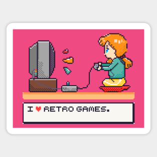 I Love Retro Games Pixel Art Illustration Magnet